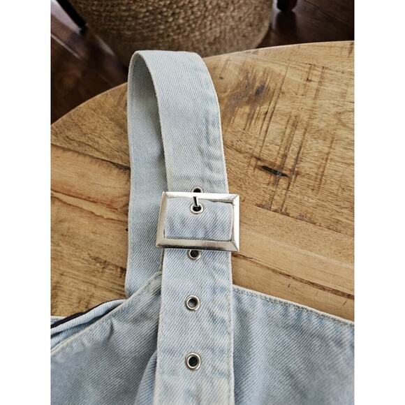 Top Shop Bleach Denim Jean Romper Dress Women's Size 10 Moto - Picture 5 of 10